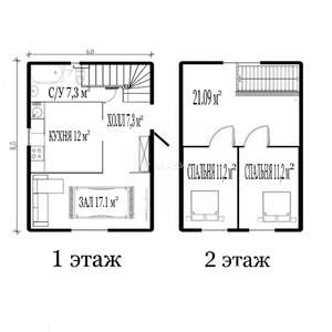 Дом 89м², 2-этажный, участок 6 сот.