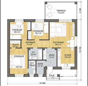 Дом 65м², 1-этажный, участок 6 сот.