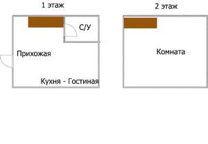 Таунхаус 35м², 2-этажный, участок 1 сот.  