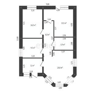Дом 125м², 1-этажный, участок 9 сот.  