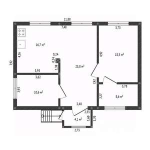 Дом 80м&sup2;, 2-этажный, участок 9 сот.  