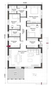 Дом 142м², 1-этажный, участок 7 сот.  