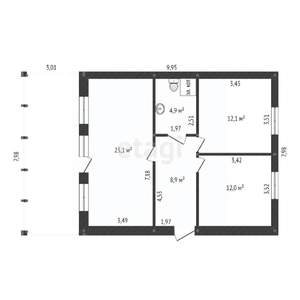 Дом 70м², 1-этажный, участок 6 сот.  