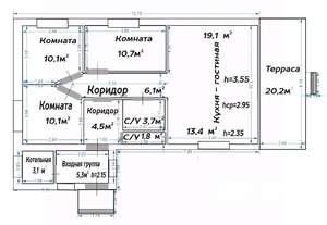 Дом 116м², 1-этажный, участок 8 сот.  