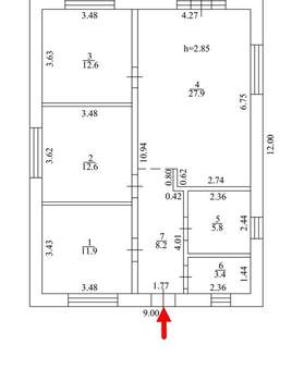 Дом 90м², 1-этажный, участок 6 сот.  