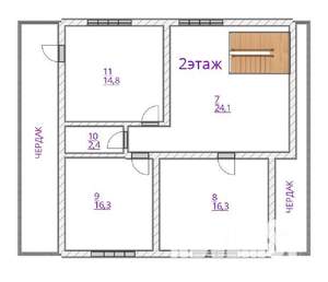 Коттедж 186м², 2-этажный, участок 8 сот.  