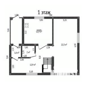 Дом 102м&sup2;, 2-этажный, участок 12 сот.  
