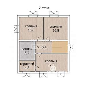 Коттедж 165м², 2-этажный, участок 6 сот.  