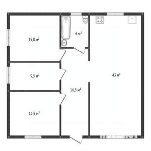 Дом 109м&sup2;, 1-этажный, участок 6 сот.  