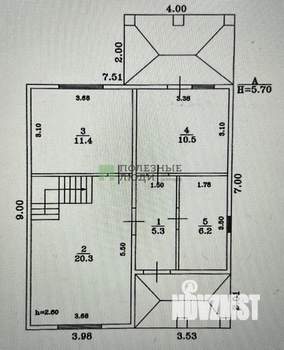 Коттедж 105м², 2-этажный, участок 7 сот.  