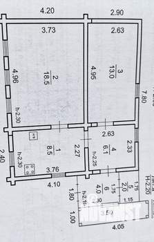 Дом 52м², 1-этажный, участок 4 сот.  