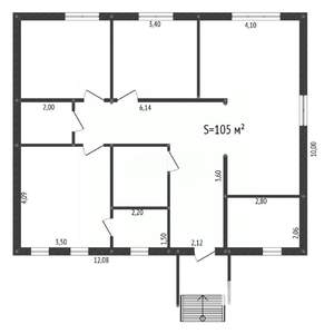 Дом 105м&sup2;, 1-этажный, участок 6 сот.  