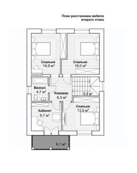 Дом 150м², 2-этажный, участок 6 сот.  
