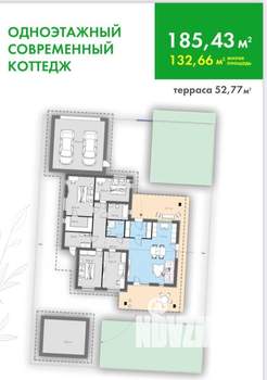 Коттедж 190м², 1-этажный, участок 7 сот.  