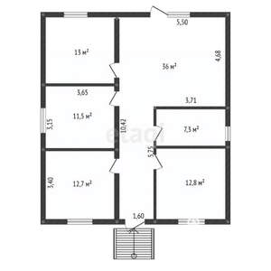 Дом 87м², 1-этажный, участок 6 сот.  