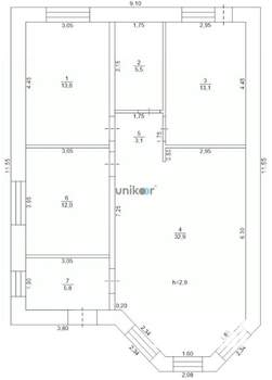 Дом 86м², 1-этажный, участок 7 сот.  