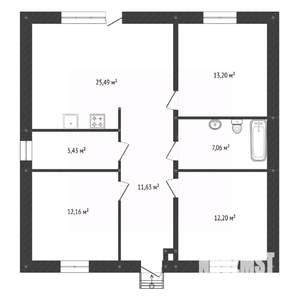 Дом 116м&sup2;, 1-этажный, участок 7 сот.  