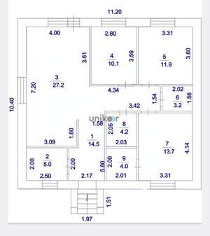 Дом 105м², 1-этажный, участок 6 сот.  