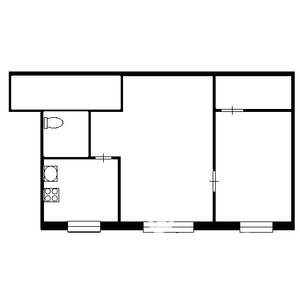 2-к квартира, на длительный срок, 43м2, 2/5 этаж
