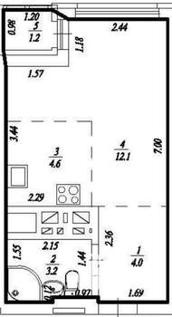 Студия квартира, на длительный срок, 25м2, 20/22 этаж