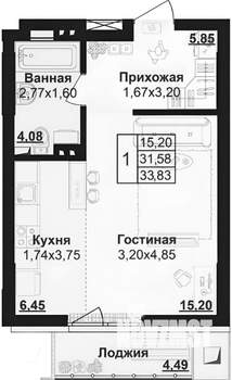 1-к квартира, на длительный срок, 36м2, 7/25 этаж