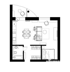 Студия квартира, на длительный срок, 48м2, 7/13 этаж