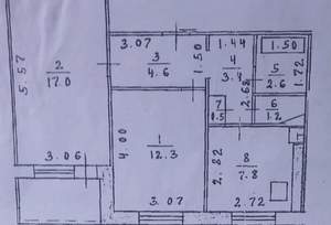 2-к квартира, на длительный срок, 55м2, 7/12 этаж