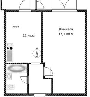 1-к квартира, на длительный срок, 33м2, 6/14 этаж