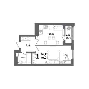 1-к квартира, вторичка, 40м2, 20/21 этаж