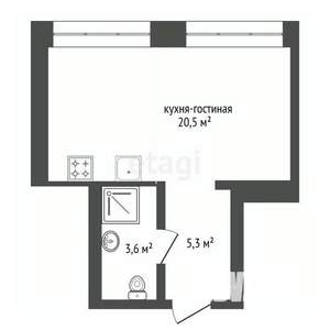 Студия квартира, вторичка, 29м2, 12/25 этаж