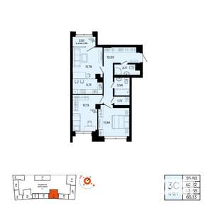3-к квартира, вторичка, 64м2, 7/31 этаж