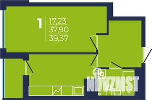 1-к квартира, строящийся дом, 39м2, 13/25 этаж