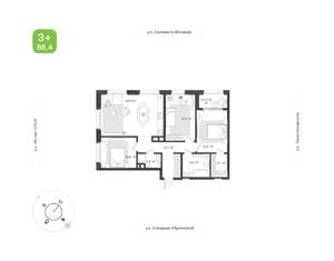3-к квартира, вторичка, 88м2, 12/18 этаж