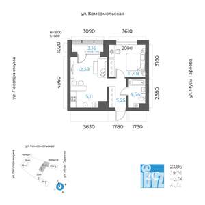 2-к квартира, вторичка, 40м2, 2/24 этаж