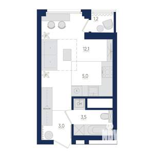 1-к квартира, вторичка, 24м2, 9/22 этаж