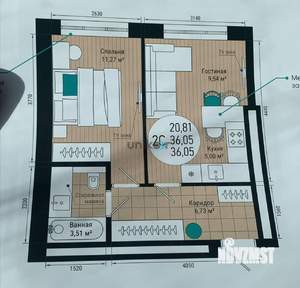 2-к квартира, вторичка, 36м2, 4/27 этаж