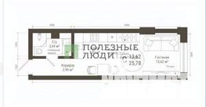 Студия квартира, вторичка, 26м2, 6/22 этаж