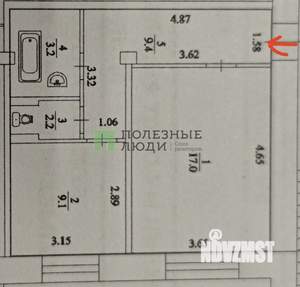 1-к квартира, вторичка, 41м2, 4/4 этаж