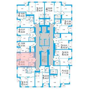 2-к квартира, вторичка, 35м2, 24/25 этаж
