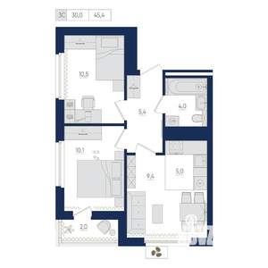 3-к квартира, вторичка, 45м2, 10/22 этаж