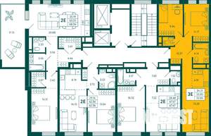 2-к квартира, строящийся дом, 55м2, 15/16 этаж