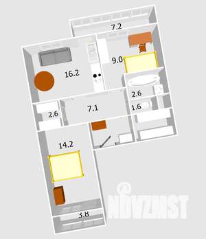3-к квартира, вторичка, 71м2, 4/12 этаж