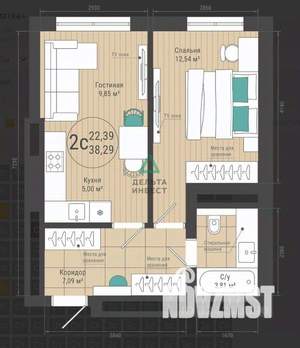 2-к квартира, вторичка, 38м2, 20/27 этаж