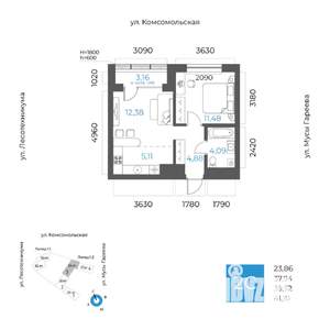 2-к квартира, вторичка, 40м2, 10/24 этаж