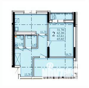 2-к квартира, вторичка, 64м2, 4/25 этаж