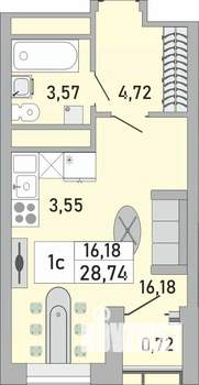 1-к квартира, вторичка, 29м2, 5/24 этаж