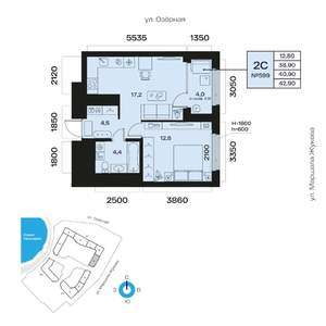 2-к квартира, вторичка, 41м2, 6/32 этаж