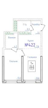 2-к квартира, вторичка, 45м2, 11/25 этаж