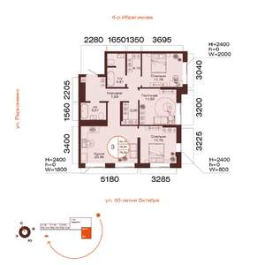 3-к квартира, вторичка, 79м2, 19/32 этаж