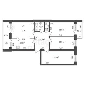 3-к квартира, вторичка, 107м2, 13/14 этаж